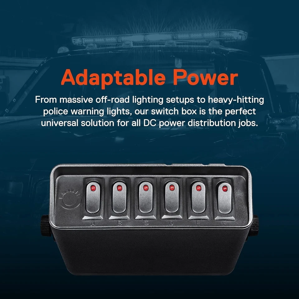 6-Gang Aluminum Mods Rocker Switch Panel Box DC 12V Wires SPST ON/OFF Toggle - Image 4 of 4