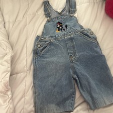 Vintage Girls Mickey And Co Denim Overall Shorts Sz 7