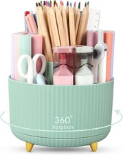 360 Rotating Desk Organizer, Pencil Pen Holder  Bean Green