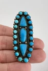 HUGE 2 3/8" Vtg Navajo Sterling Silver Petit Point Turquoise Cluster Womens Ring