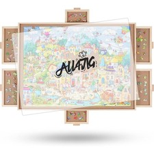 1500 Pieces Rotating Puzzle Board with 6 Drawers and Cover,25"x34"Portable Wo...