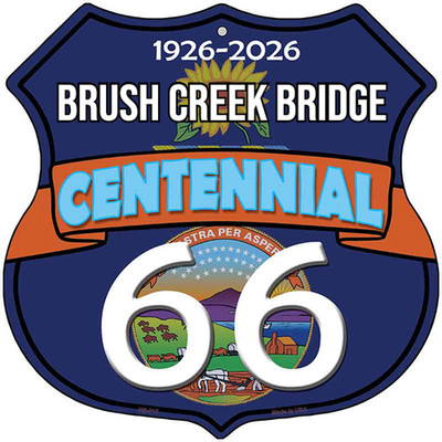 Brush Creek Bridge Kansas Flag Route 66 Centennial Highway Shield Metal Sign