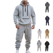 Winter sports hoodie and matching trousers set with multiple pockets and zip