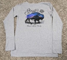 Harley Davidson T Shirt Women's Medium Grey Throttle Lace Up Sturgis Buffalo