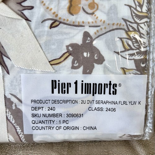 Pier 1 Imports King Bettbezug 104”x94” Seraphina Floral Gelb Neu mit Etikett - Bild 4 von 6