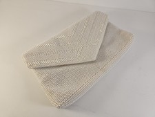 Vintage Pearl White Beaded Evening Bag Clutch Purse Bridal Wedding Flap READ