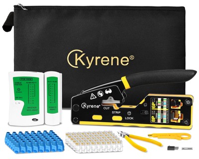 Pass Through RJ45 Crimp Tool Kit RJ45 Ethernet Crimper Cat5 Cat5e Cat6 Crimpi...