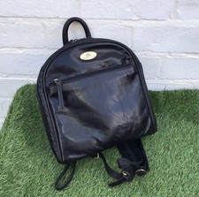 ROWALLAN Women's Black Genuine Leather Small Backpack Top Zip