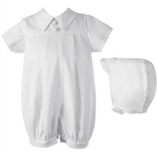 Christening Baptism Newborn Baby Boy Special Occasion Cotton Short Romper New