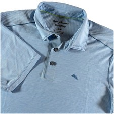 Tommy Bahama Polo Shirt Mens Medium Blue Island Zone Performance Breathable Golf