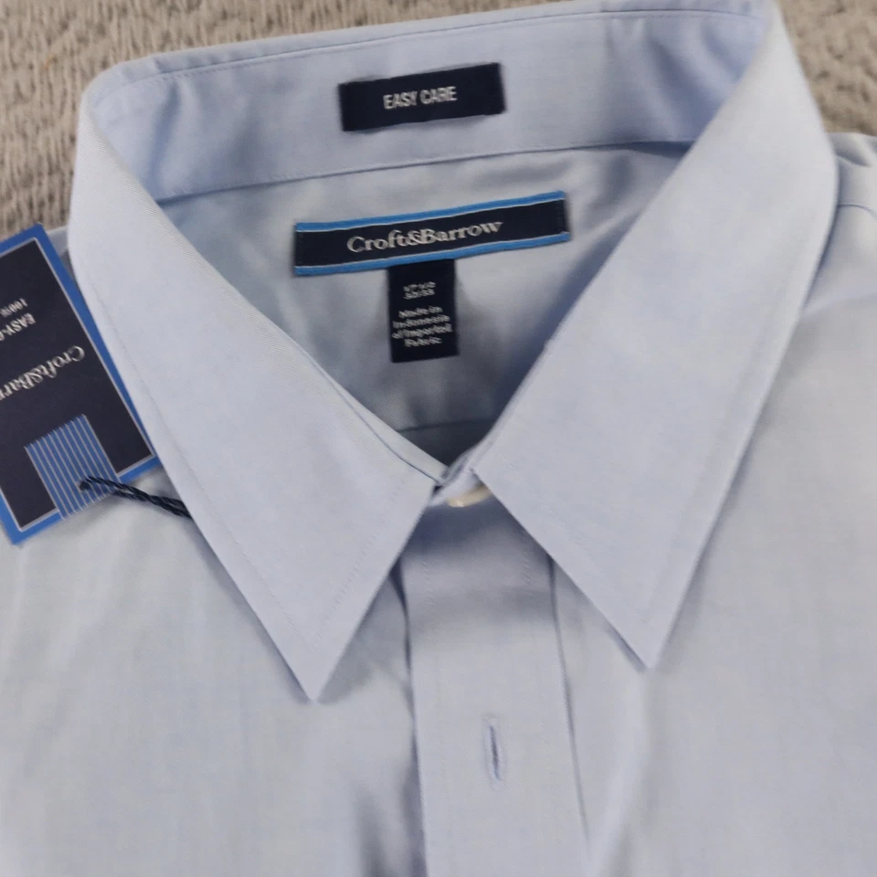 Camisa Croft & Barrow Para Hombres XL 17.5 32/33 Azul Claro Fácil Cuidado Algodón Clásico NUEVA Foto 4 de 4