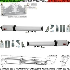 Motori 220 V Corsa 400 mm 2 Pz Cancello 2 Ante 2,5 Mt Compatibili Serai Came Fac
