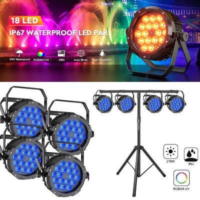 270W Waterproof RGBWA+UV LED Par Light DMX Stage DJ Par Can Spot Light + Tripod