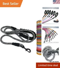 Heavy Duty Rope Dog Leash, 3/4/5/6/7/8/10/12/15 FT Nylon Pet Leash, Soft Padd...