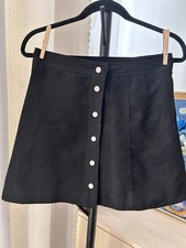 H&M Divided Women&rsquo;s Black Solid Button-Front Lined Mini Skirt, Size US 6