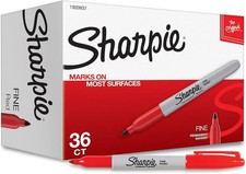 Permanent Markers Fine Tip Red 36 Count Marks on Paper Plastic Metal Wood