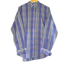 Vintage Mcgregor Plaid Button Down Shirt Striped Western Men's Large Blue Green
