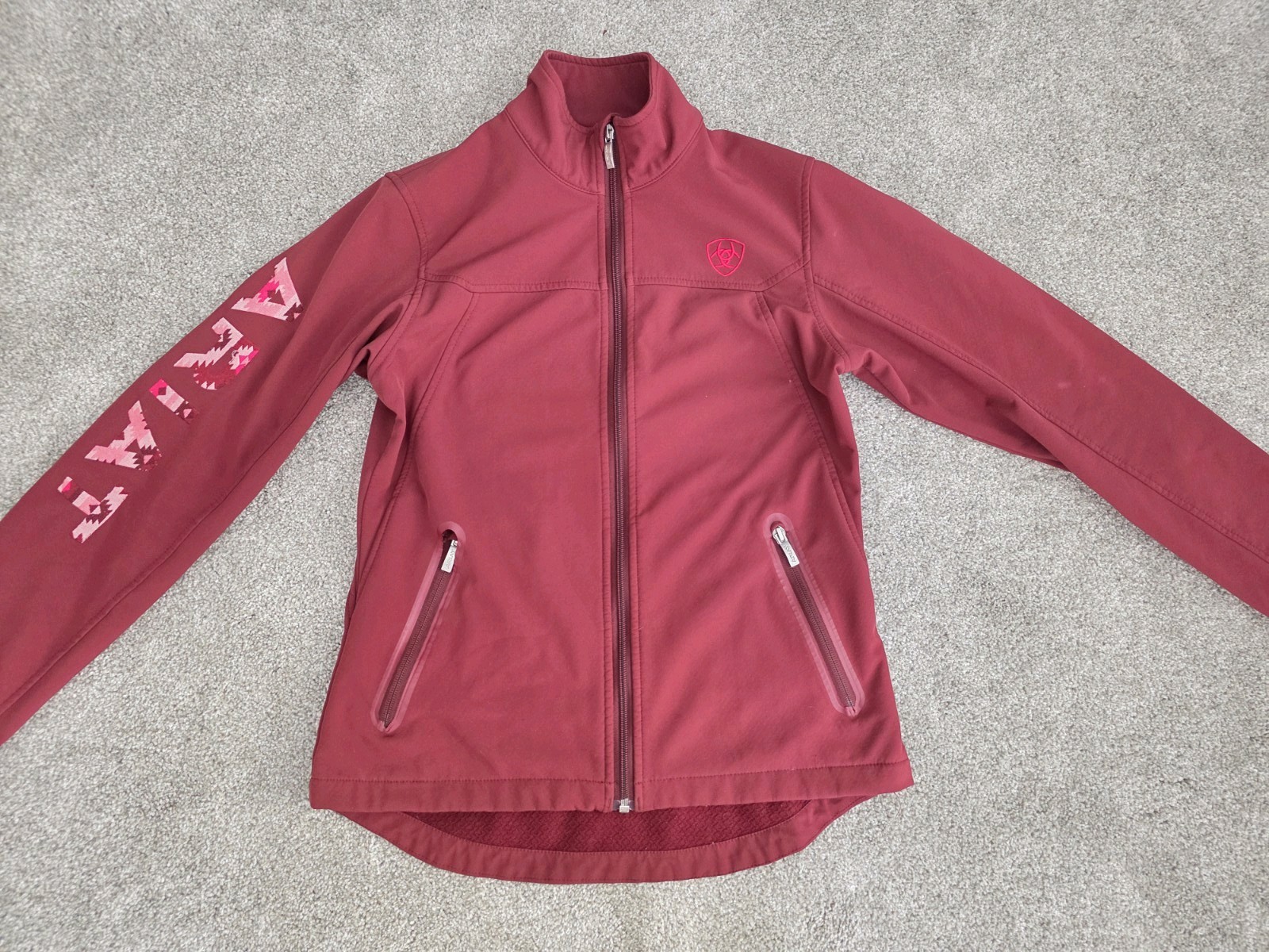 Ariat Soft Shell Jacket Maroon Aztec Logo Full Zi… - image 1