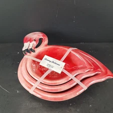 TOMMY BAHAMA Pink Flamingo Set Of 3 Nesting Serving Bowls Melamine Fun Tropical