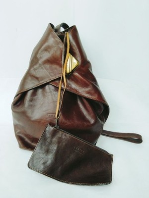 Texier Backpack Shoulder Bag w/Pouch Leather in Brown for Present from Japan