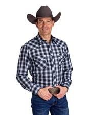 Roper Western Shirt Mens L/S Snap Plaid Black 01-001-0101-2012 BL