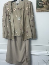 Vintage Adrianna Papell Beaded 3pc Formal Skirt Blouse Jacket 100 Silk Size 18