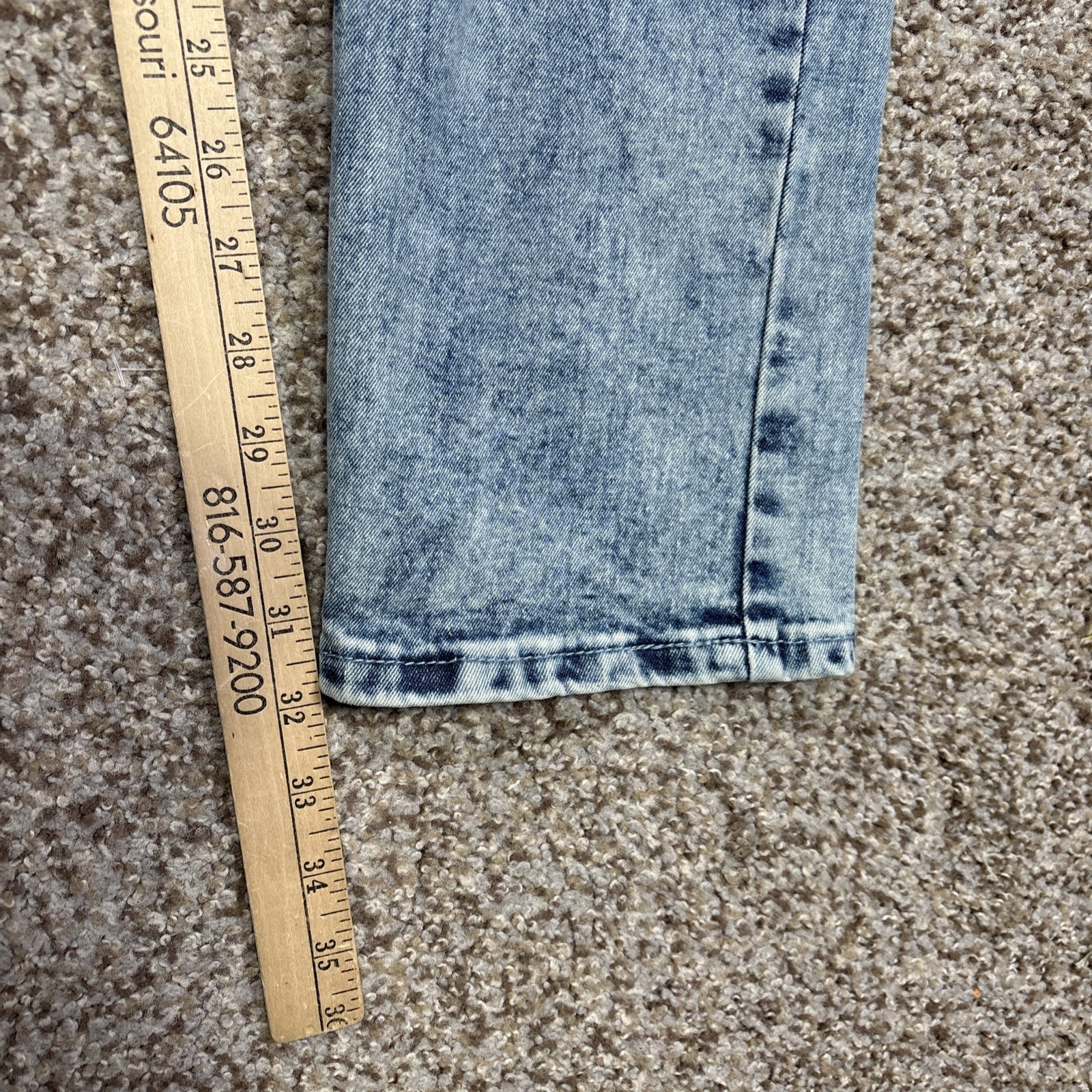 M . Society Mens Jeans Stretch Skinny Fit Blue Zipper Distressed Jean 38x32 NEW - View 9