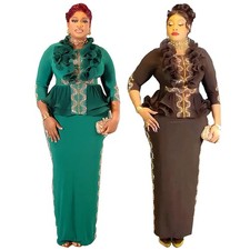 African Party Bodycon Dress Nigerian Dress Dashiki Rhinestone Formal Gown Women