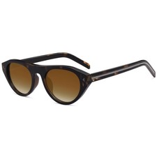 VANLINKER Retro Small Oval Small, C3-gradient Brown Lens/Tortoise Frame