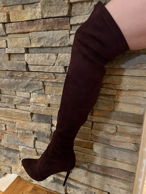 Bordeaux over-the-knee Suede Boots Size 10 (Runs small, close to 9)