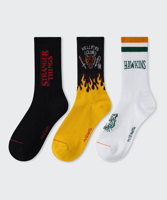 Musinsa Standard x Stranger Things Netflix Collab Skate Socks 3-Pack Size M