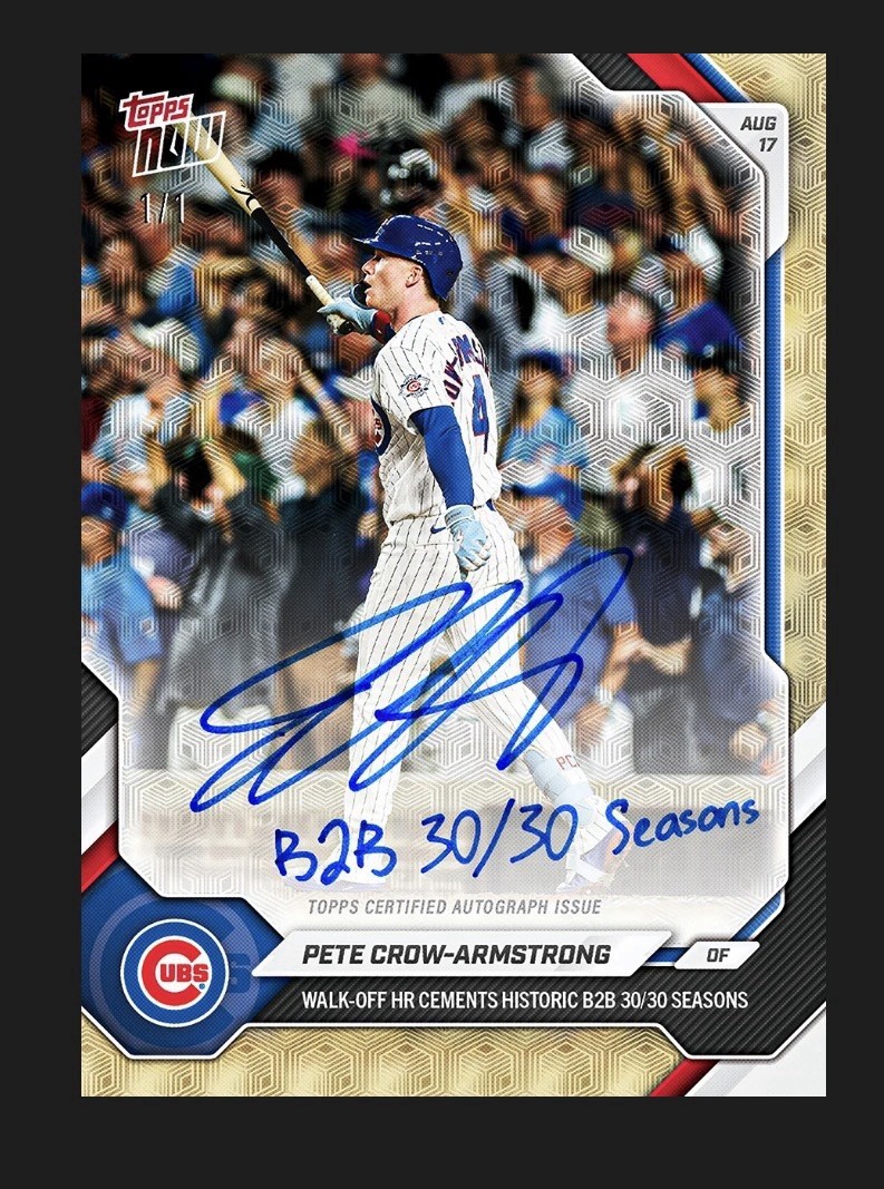 Pete Crow-Armstrong 2026 MLB TOPPS NOW 563 Goes 30/30 Chance At 1/1 Auto Presale