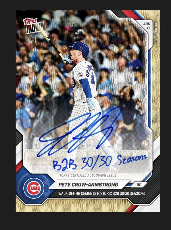 Pete Crow-Armstrong 2026 MLB TOPPS NOW 563 Goes 30/30 Chance At 1/1 Auto Presale