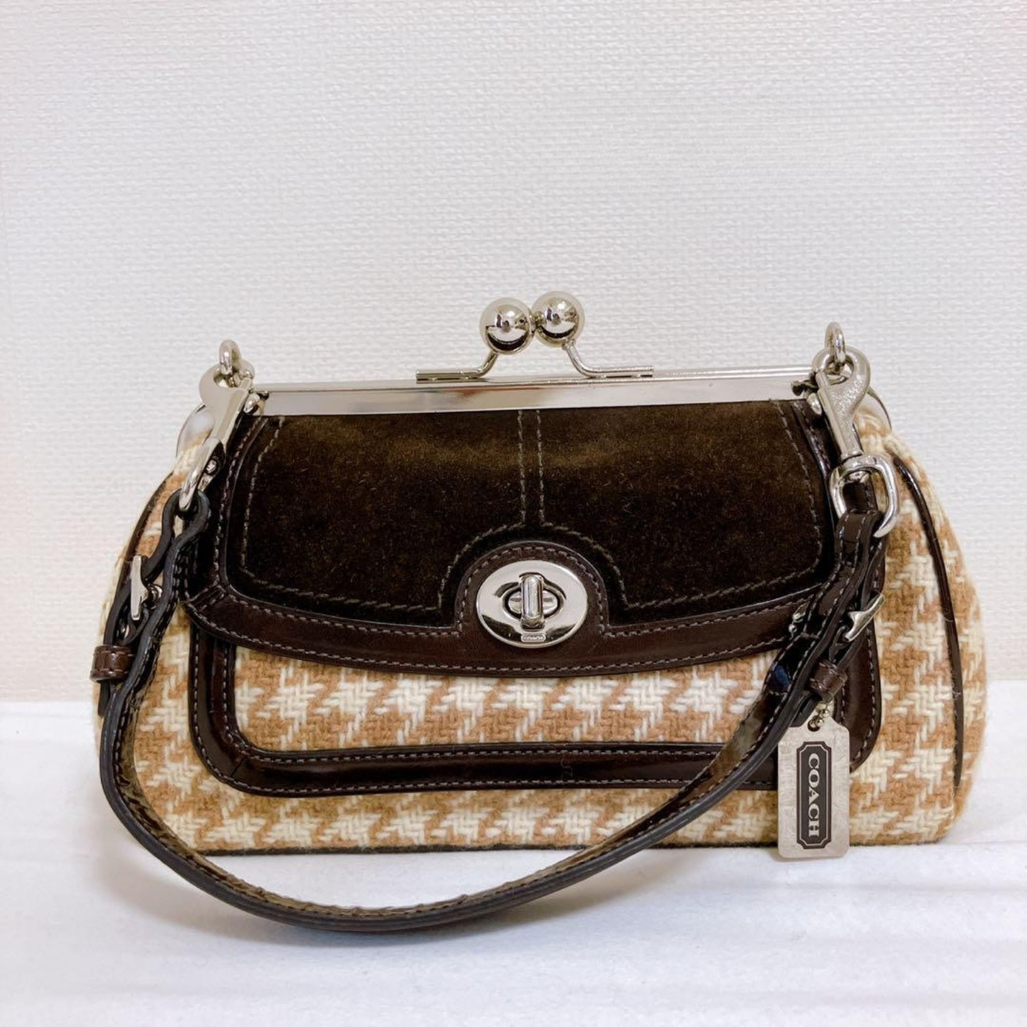 COACH Houndstooth Pattern Handbag Clasp Closure B… - image 1