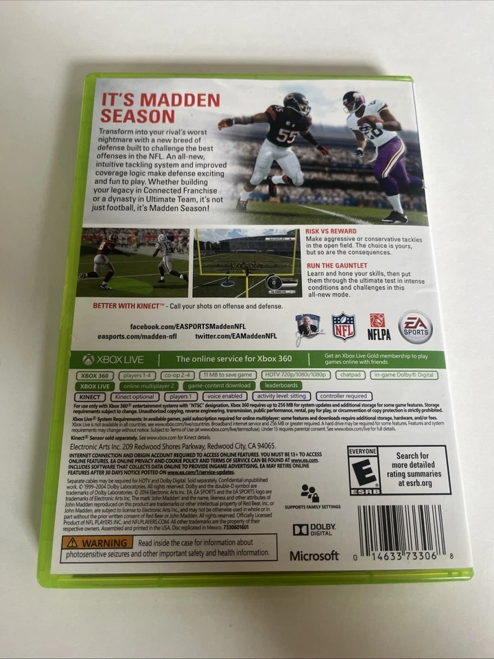 Madden NFL 15 (Microsoft Xbox 360, 2014) CIB W/manual. Tested. Ships Fast! - Image 2 of 4