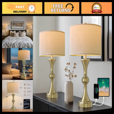 Set of 2 Modern 28" Table Lamps with USB A C Ports for Living Room  Bedroom