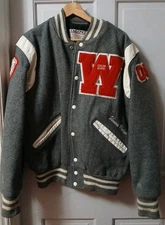 DeLong Women's Sz M Gray Button Front LS Pockets Wool Lettermans Coat