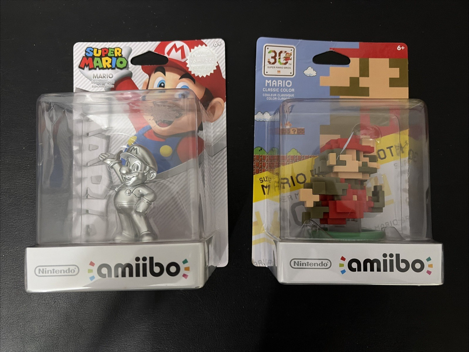 Mario Amiibo Lot - Silver Mario and Classic Mario - both SEALED IN BOX