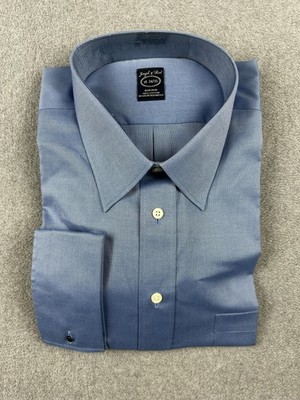 Joseph & Feiss Dress Shirt Mens 18 34/35 Blue Non Iron Cotton Long Sleeve NWT