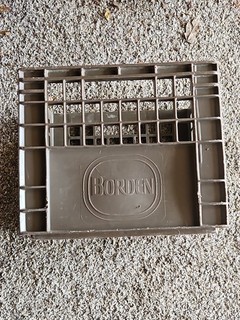 Vintage Borden Milk Crate 13x13 Detroit Michigan (Brown) 1970s