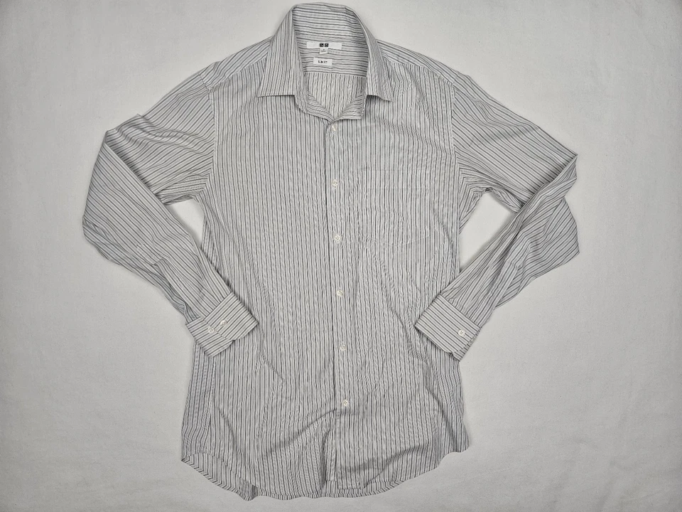 Uniqlo Shirt Mens Small White Gray Button Up - Imagem 2 de 4