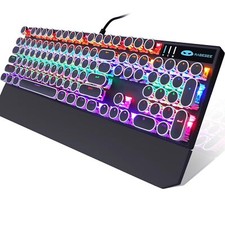 Typewriter Style Mechanical Gaming Keyboard Black Retro Punk Gaming Keyboard ...