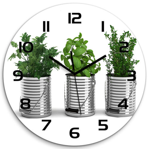 Glass Wall Clock fi 60 cm Aromatic plants