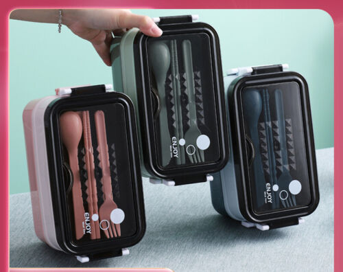 304 Edelstahl Brotdose Bento Box 2 Schichten Mikrowelle Heizung Brotbehälter - Bild 1 von 31