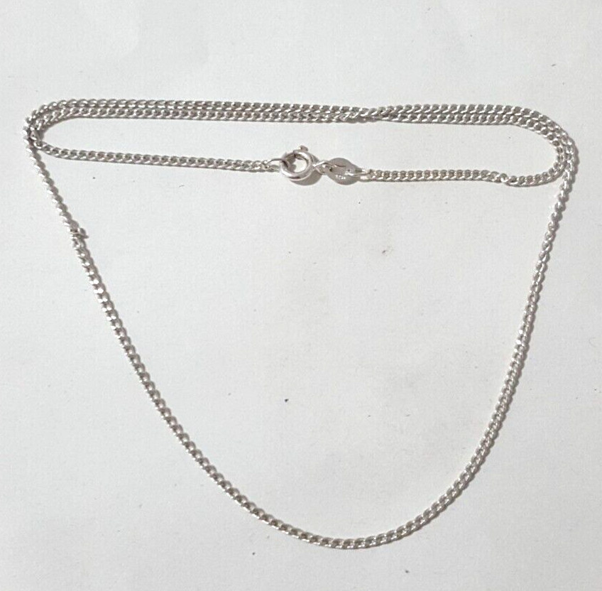 Gorgeous Sparkling Curb Chain Necklace 46CM Long 925 Silver 3.50 g #20869