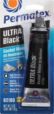 Permatex 82180 Ultra Black Maximum Oil Resistance RTV Silicone Gasket Maker,3 oz