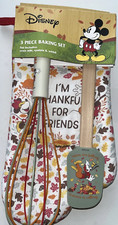 3pc-Disney Minnie Mouse Kitchen Set Mitt Spatula Whisk- Small Fall Color Leaves