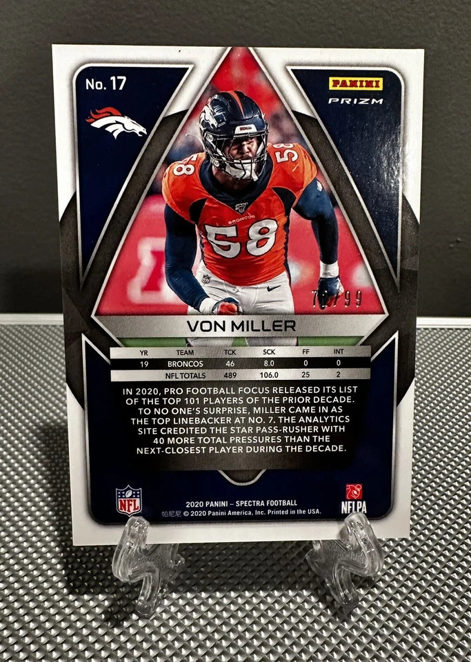 2020 Spectra VON MILLER #/99 Silver Prizm SP🔥Denver Broncos Buffalo Bills - Image 2 of 2