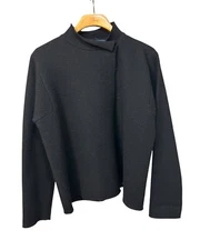 Vtg Herman Geist Wool Jacket Cardigan Women Size Medium Black Modern Stylish