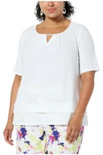 Nina Leonard Crystal Detail Top Ivory